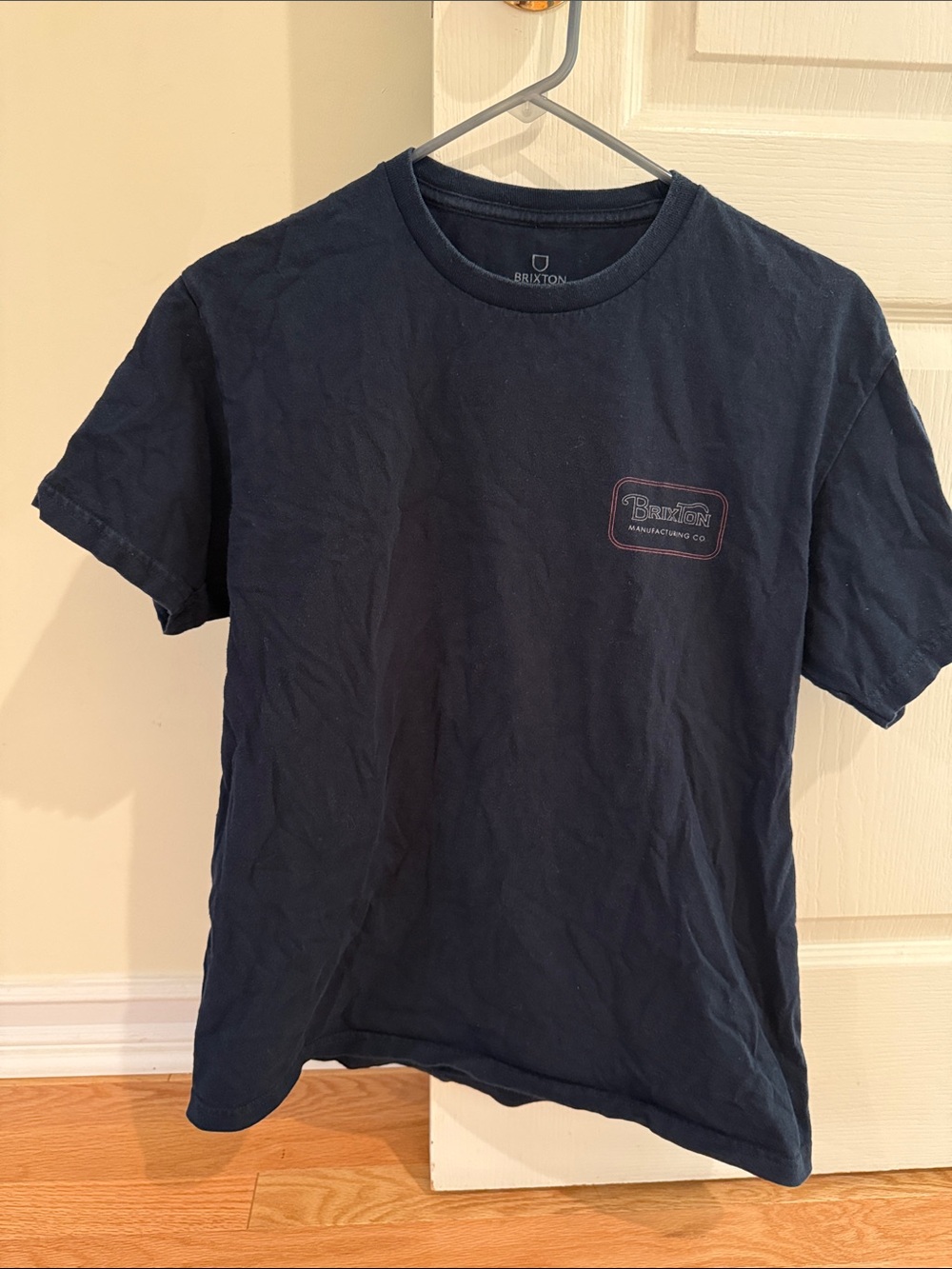 Brixton Navy Short Sleeve Tee with Chest Patch Logo